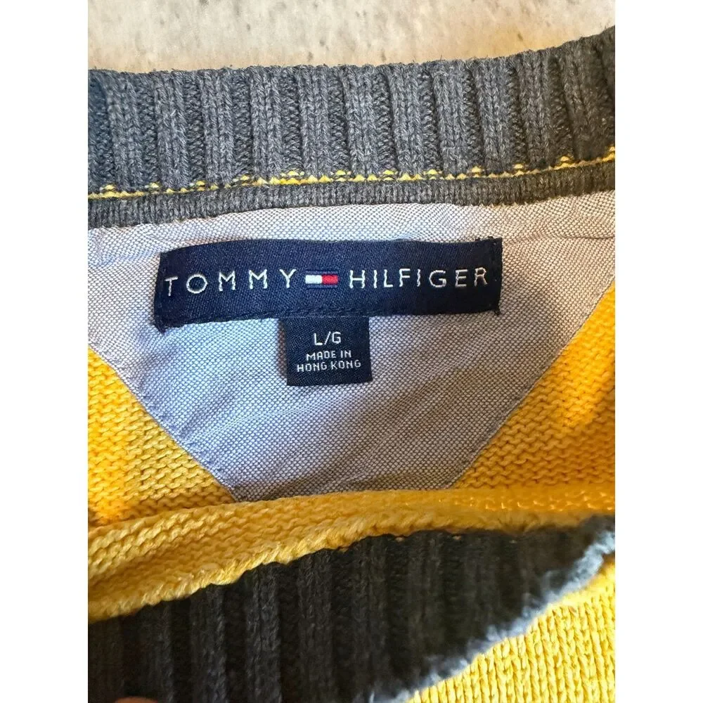 Tommy Hilfiger Yellow Crewneck Sweater Mens Size L 100% Cotton